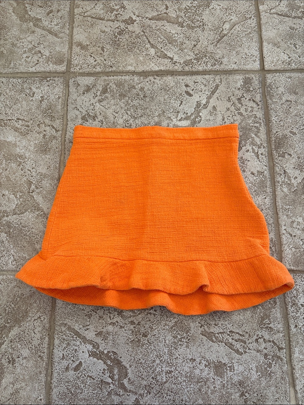 Zara Bright Orange Mini Skirt with Ruffle Hem